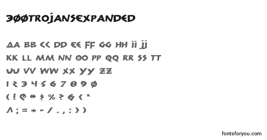 Czcionka 300TrojansExpanded – alfabet, cyfry, specjalne znaki