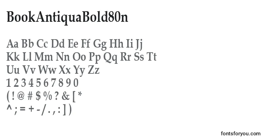 Czcionka BookAntiquaBold80n – alfabet, cyfry, specjalne znaki