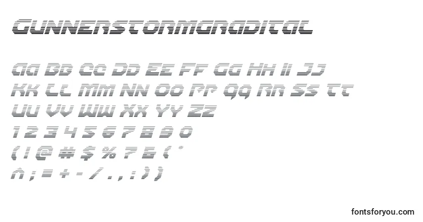 Czcionka Gunnerstormgradital – alfabet, cyfry, specjalne znaki