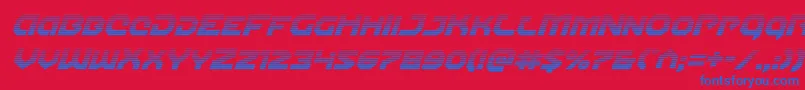 Gunnerstormgradital-Schriftart – Blaue Schriften auf rotem Hintergrund