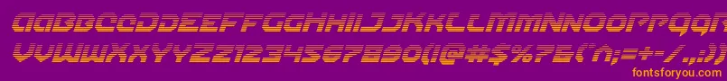 Gunnerstormgradital-Schriftart – Orangefarbene Schriften auf violettem Hintergrund