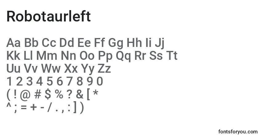 Schriftart Robotaurleft – Alphabet, Zahlen, spezielle Symbole