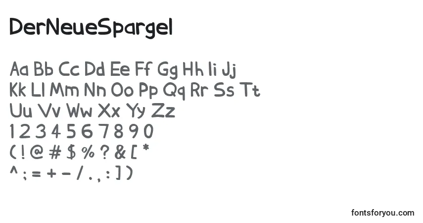 Czcionka DerNeueSpargel – alfabet, cyfry, specjalne znaki
