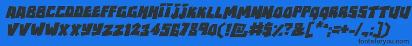 フォントRockbiterItalic – 黒い文字の青い背景