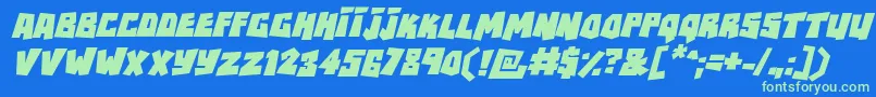 RockbiterItalic Font – Green Fonts on Blue Background