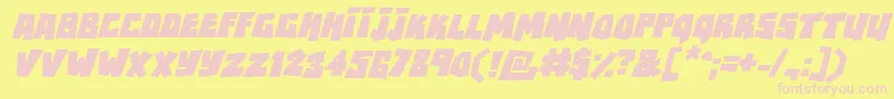RockbiterItalic-fontti – vaaleanpunaiset fontit keltaisella taustalla