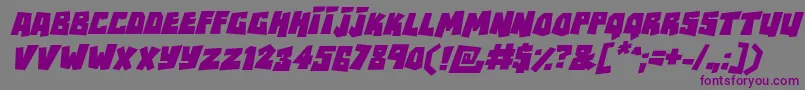 フォントRockbiterItalic – 紫色のフォント、灰色の背景