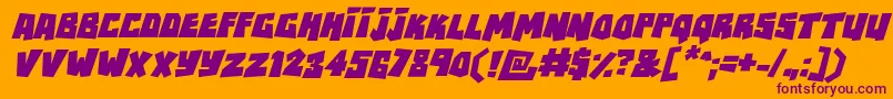 RockbiterItalic-fontti – violetit fontit oranssilla taustalla
