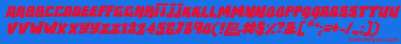 フォントRockbiterItalic – 赤い文字の青い背景