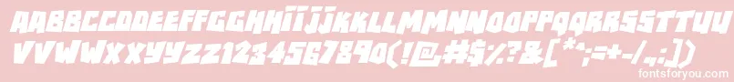 RockbiterItalic-fontti – valkoiset fontit vaaleanpunaisella taustalla