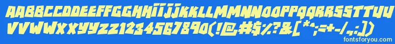 Fonte RockbiterItalic – fontes amarelas em um fundo azul