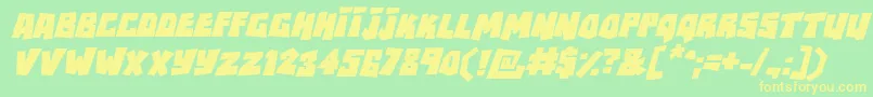 RockbiterItalic-fontti – keltaiset fontit vihreällä taustalla