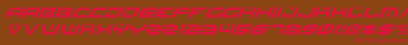 フォントBattlefieldItalic – 赤い文字が茶色の背景にあります。