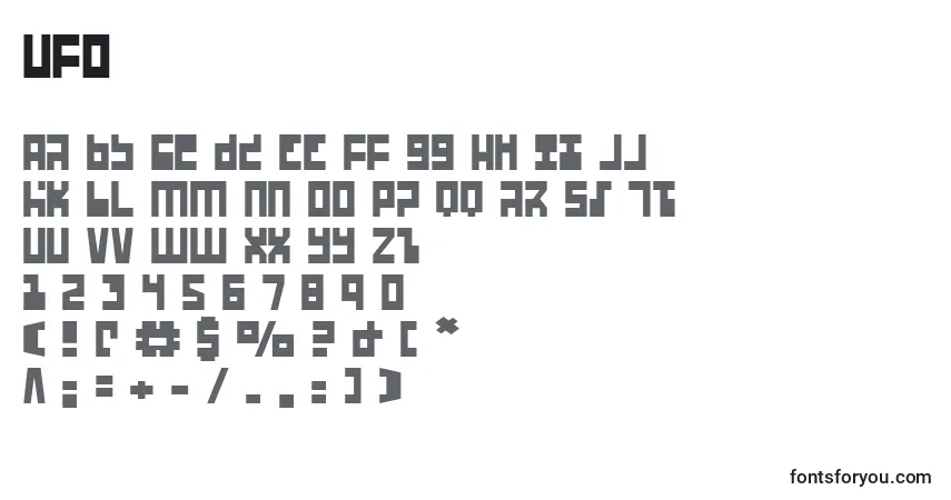 Schriftart Ufo – Alphabet, Zahlen, spezielle Symbole