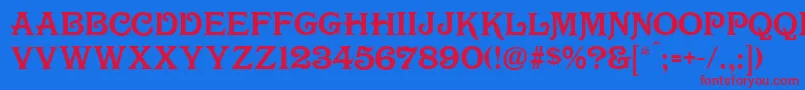 OlympiaDeco-Schriftart – Rote Schriften auf blauem Hintergrund