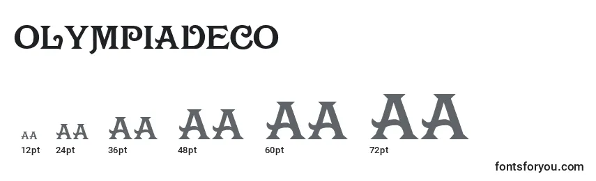 Размеры шрифта OlympiaDeco