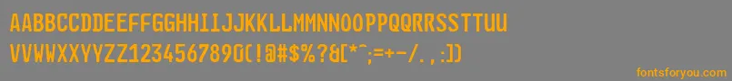 フォントGlNummernschildEng – オレンジの文字は灰色の背景にあります。