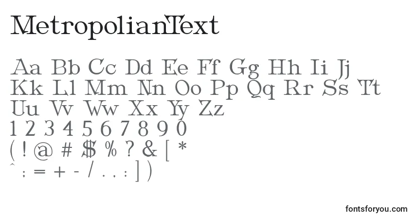 Czcionka MetropolianText – alfabet, cyfry, specjalne znaki