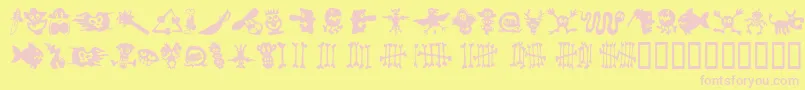SamsDingbatsNo.1-fontti – vaaleanpunaiset fontit keltaisella taustalla