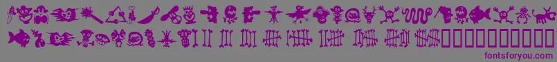 フォントSamsDingbatsNo.1 – 紫色のフォント、灰色の背景