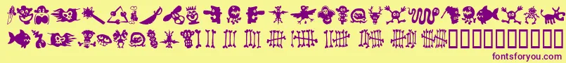 SamsDingbatsNo.1 Font – Purple Fonts on Yellow Background