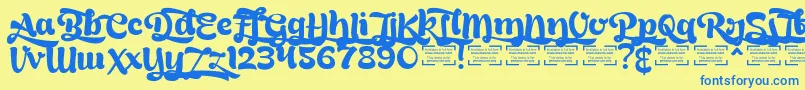 BreadyCClockwiseDemo-Schriftart – Blaue Schriften auf gelbem Hintergrund