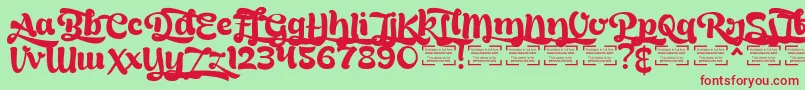 BreadyCClockwiseDemo-Schriftart – Rote Schriften auf grünem Hintergrund