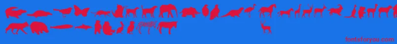 フォントAnimalsRegular – 赤い文字の青い背景