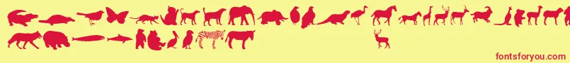 AnimalsRegular Font – Red Fonts on Yellow Background