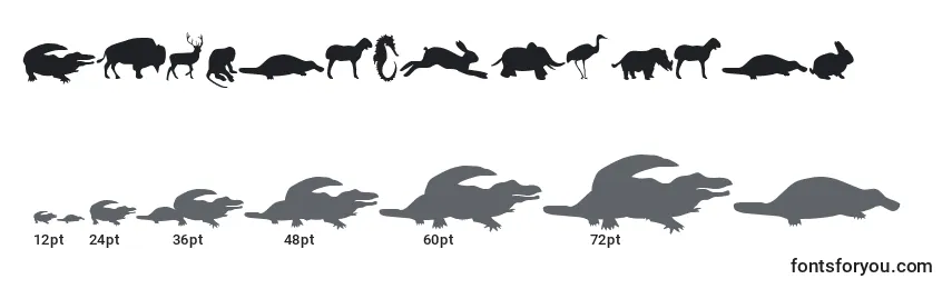 Größen der Schriftart AnimalsRegular