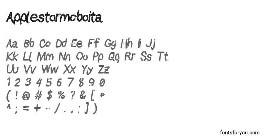 A fonte Applestormcboita – alfabeto, números, caracteres especiais
