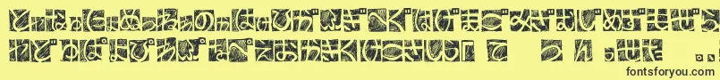 BdHiraganaKuro-fontti – mustat fontit keltaisella taustalla