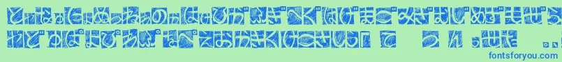 BdHiraganaKuro-fontti – siniset fontit vihreällä taustalla