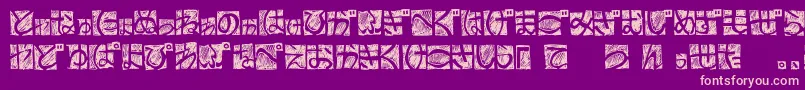 BdHiraganaKuro-fontti – vaaleanpunaiset fontit violetilla taustalla