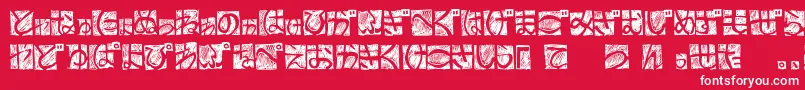 BdHiraganaKuro-fontti – valkoiset fontit punaisella taustalla