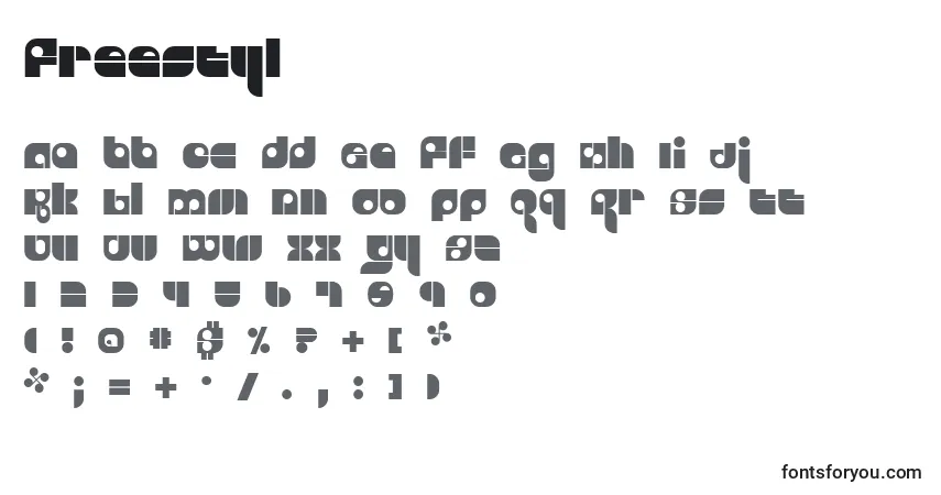 Schriftart Freestyl – Alphabet, Zahlen, spezielle Symbole