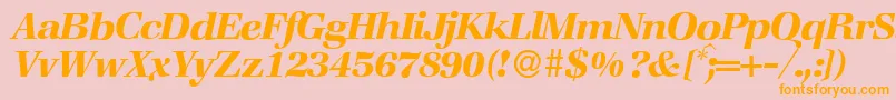 ZabriskiebookBolditalic-Schriftart – Orangefarbene Schriften auf rosa Hintergrund