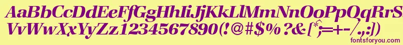 ZabriskiebookBolditalic Font – Purple Fonts on Yellow Background