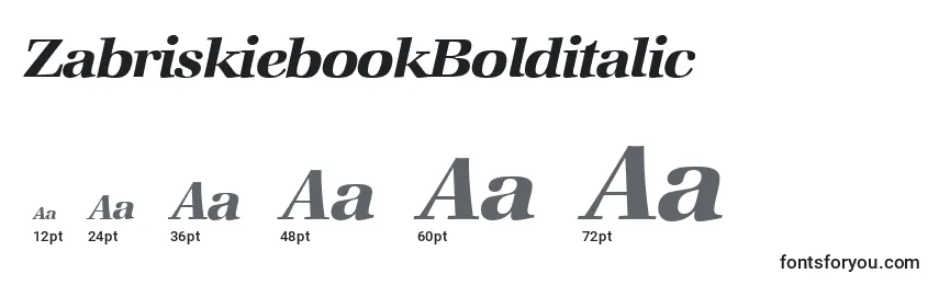 Размеры шрифта ZabriskiebookBolditalic