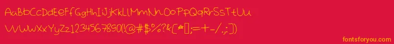 Missdisorder-Schriftart – Orangefarbene Schriften auf rotem Hintergrund