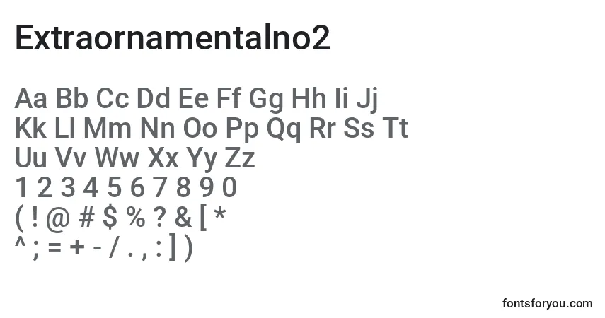 Czcionka Extraornamentalno2 – alfabet, cyfry, specjalne znaki