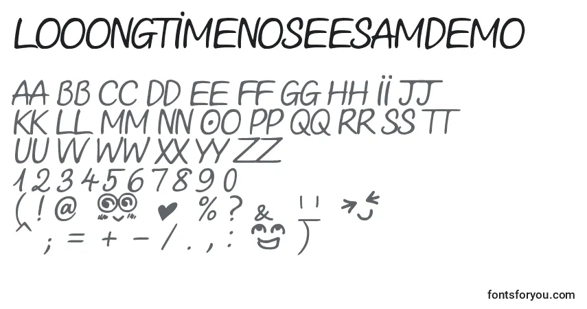 LooongTimeNoSeeSamDemo Font – alphabet, numbers, special characters