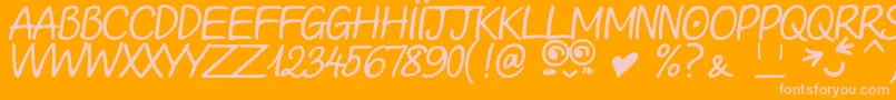 LooongTimeNoSeeSamDemo-fontti – vaaleanpunaiset fontit oranssilla taustalla
