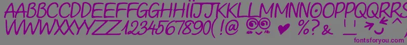 Шрифт LooongTimeNoSeeSamDemo – фиолетовые шрифты на сером фоне
