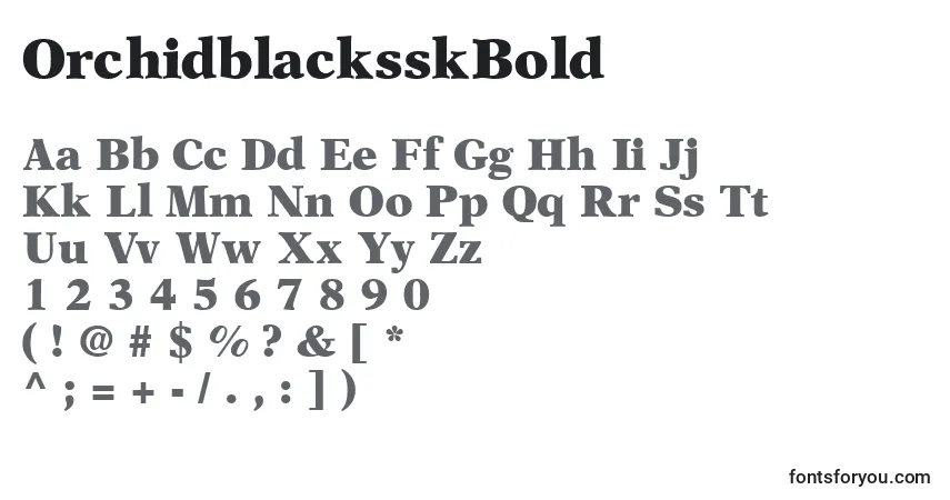 Czcionka OrchidblacksskBold – alfabet, cyfry, specjalne znaki