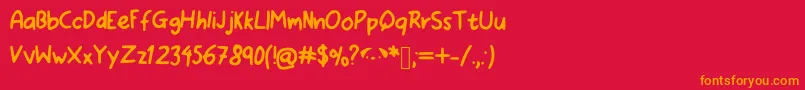 ILovePugs-Schriftart – Orangefarbene Schriften auf rotem Hintergrund