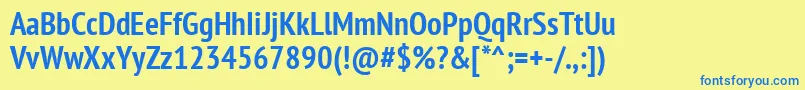 Ptn77fW Font – Blue Fonts on Yellow Background