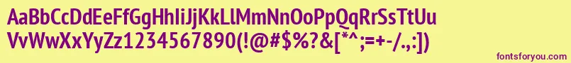 Ptn77fW Font – Purple Fonts on Yellow Background