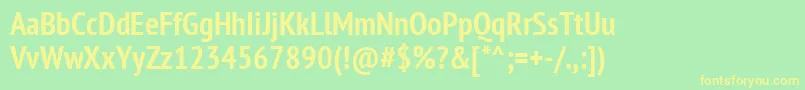 Ptn77fW Font – Yellow Fonts on Green Background