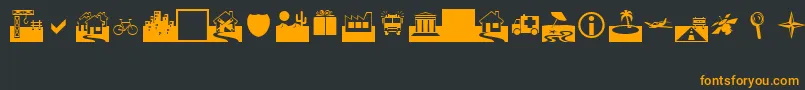 Webding0-Schriftart – Orangefarbene Schriften auf schwarzem Hintergrund